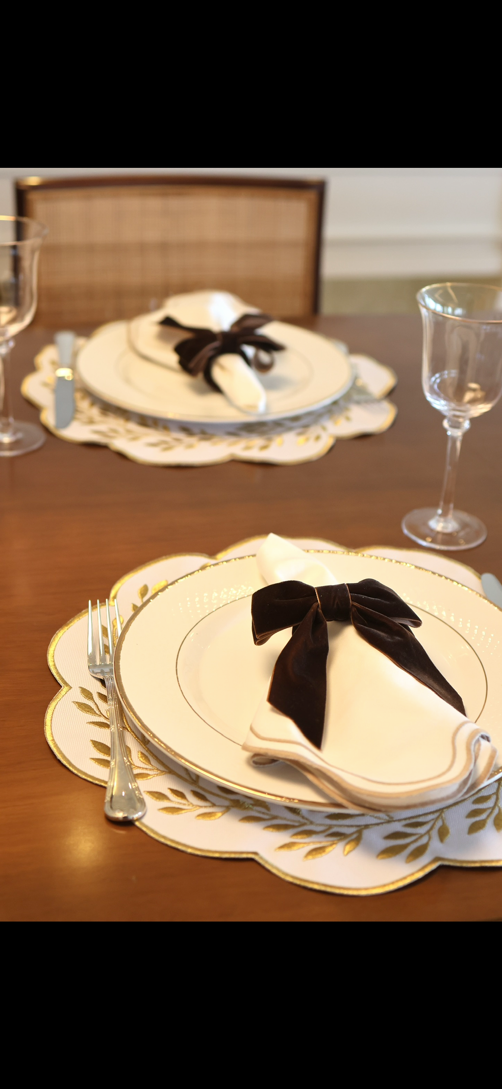 Brown Velvet Bow Napkin Rings (Set of 2)