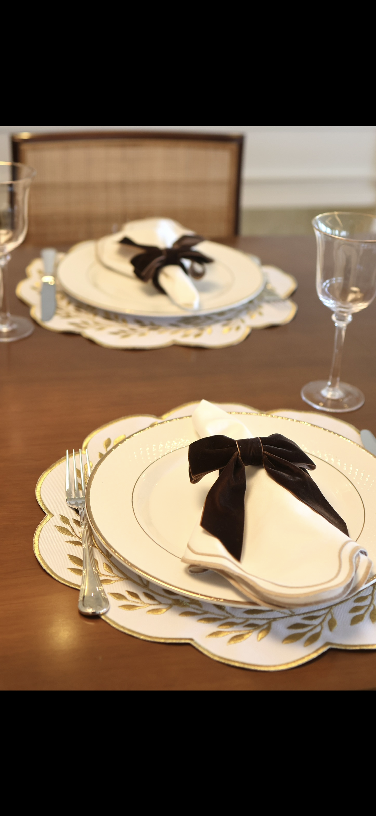 Brown Velvet Bow Napkin Rings (Set of 2)