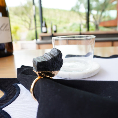 Black Tourmaline Napkin Rings (Set of 2)