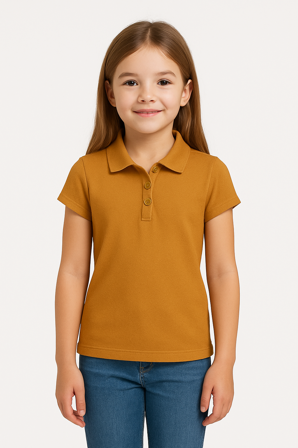 Girls Short Sleeve Pique Polo Shirt - Single