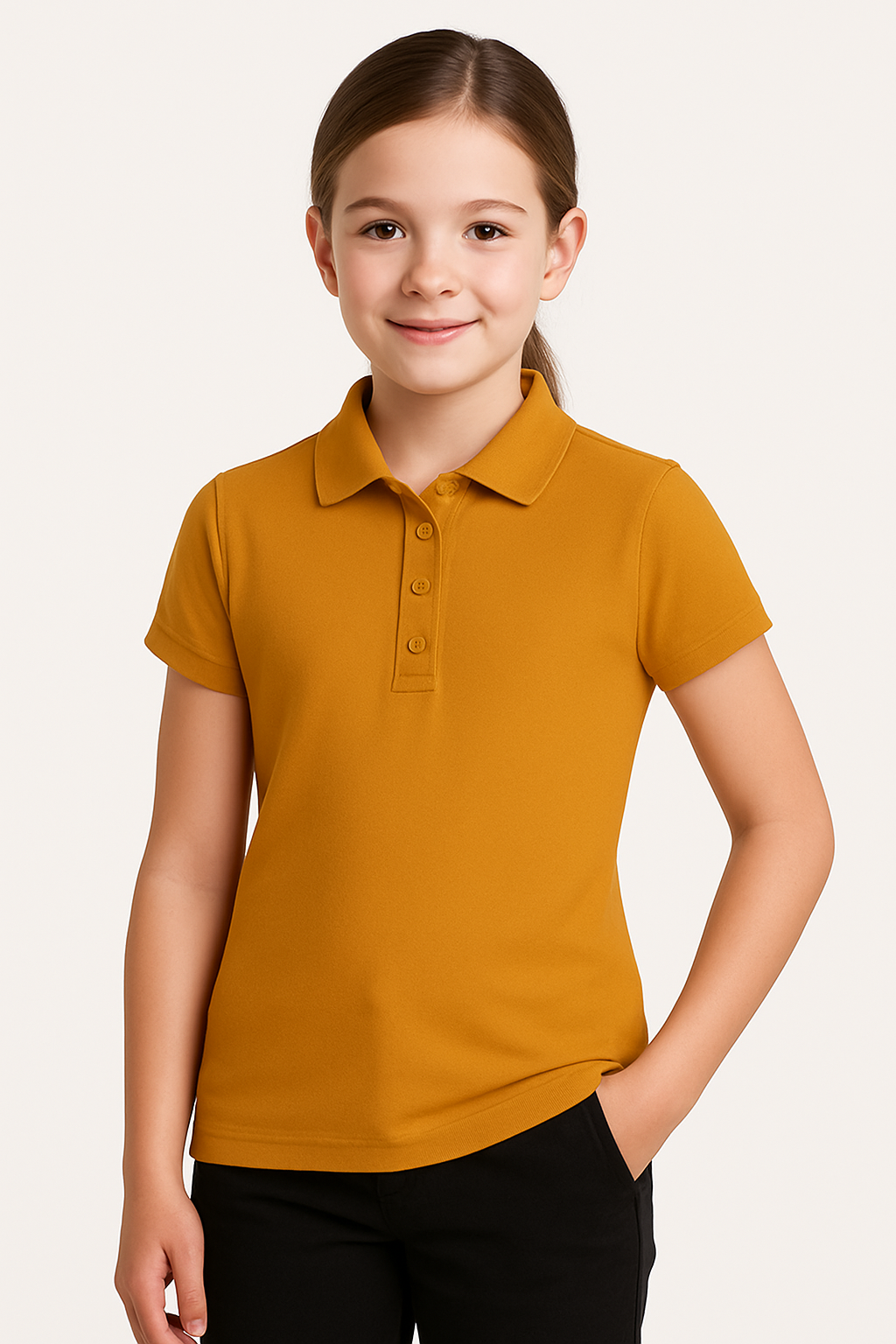 Girls Short Sleeve Pique Polo Shirt - Single