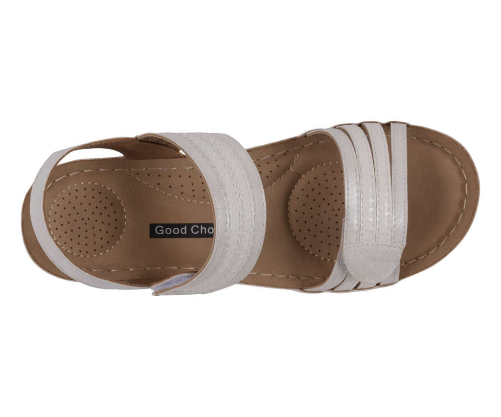 Samar White Wedge Sandals