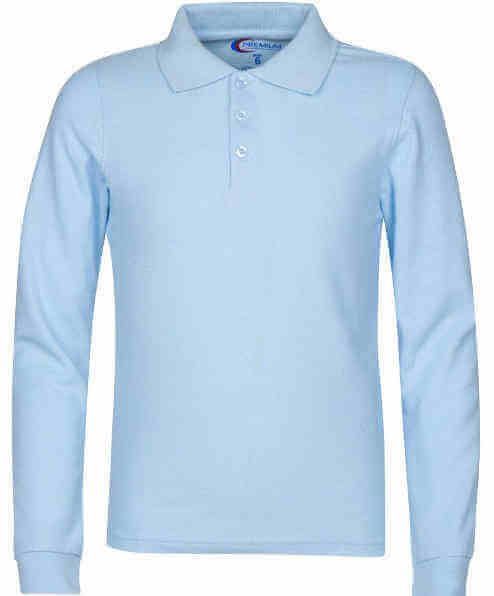 Toddlers Long Sleeve Pique Polo Shirt - Single
