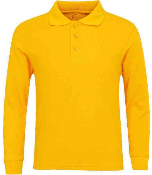 Toddlers Long Sleeve Pique Polo Shirt - Single
